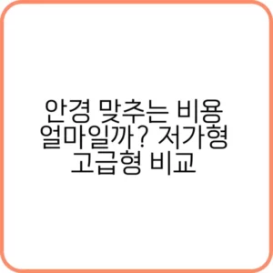 용도별 안경 맞추는 비용