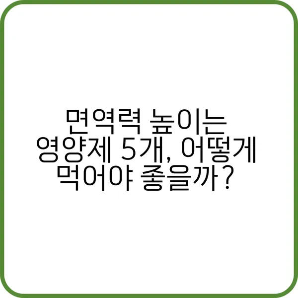 면역력 높이는 영양제 종류와 복용법