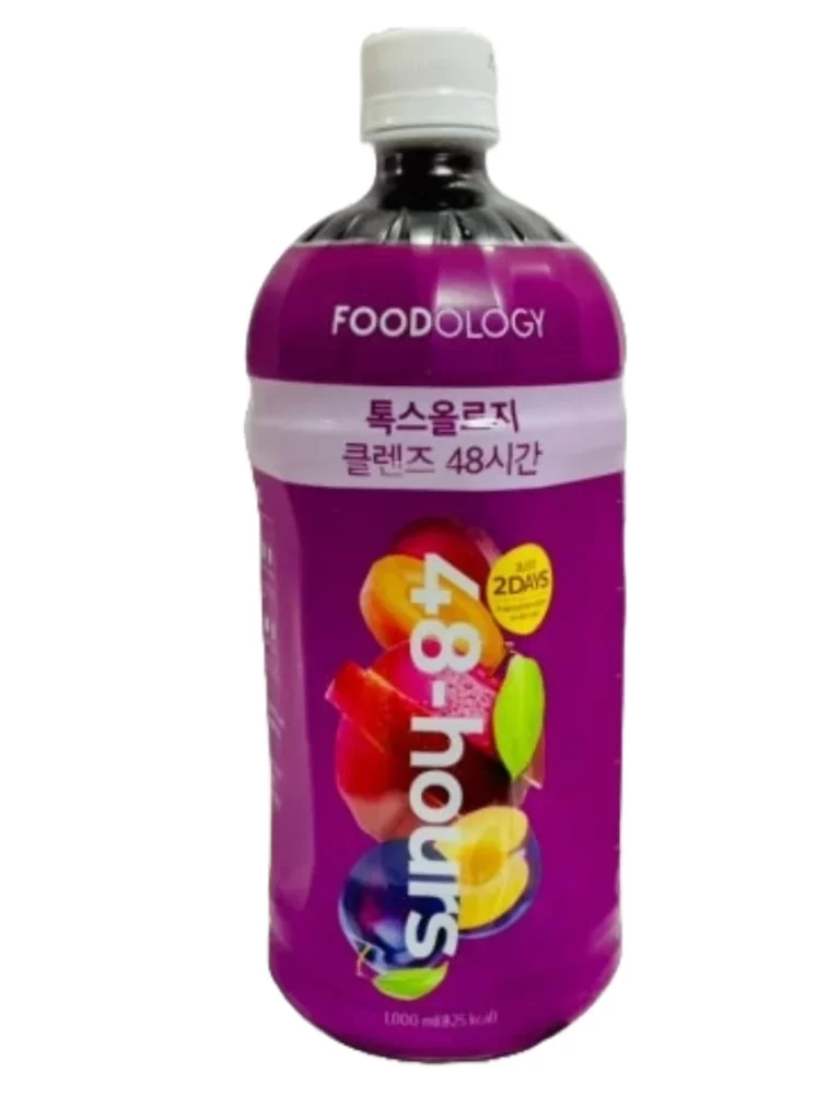 하얀 배경 위에 정면으로 촬영된 톡스올로지 클렌즈 48시간 제품 사진