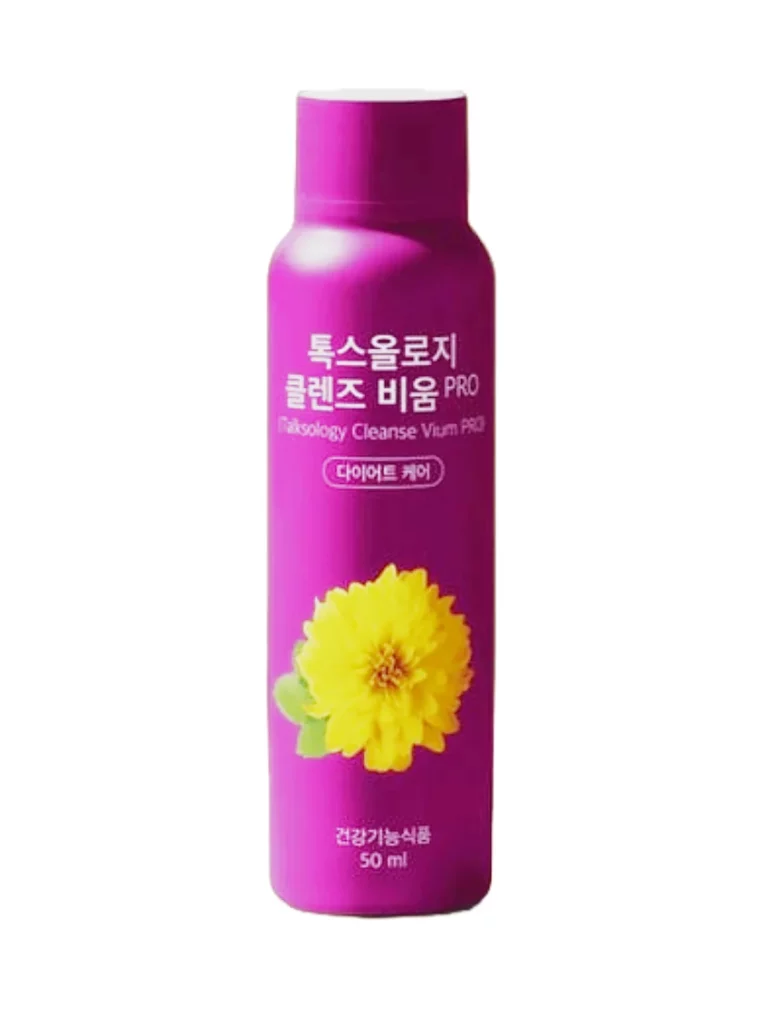 하얀 배경 위에 정면으로 촬영된 톡스올로지 클렌즈 비움 PRO 제품 사진